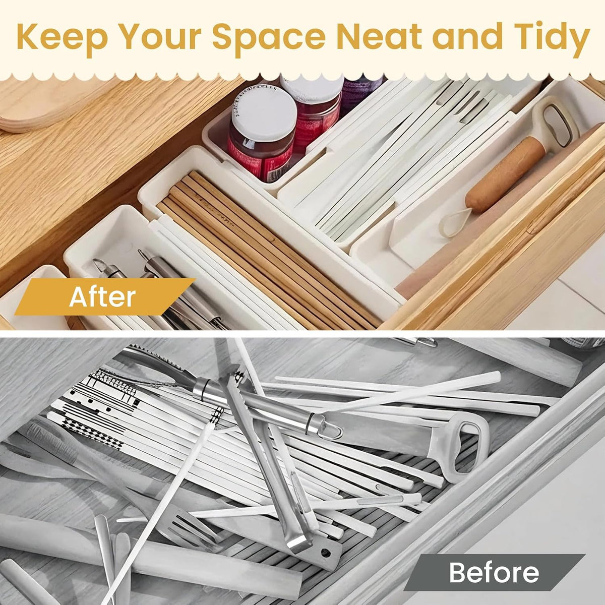 Drawer Organizer 4 Pack Expandable Dividers Adjustable Length