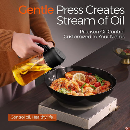 YARRAMATE 16 oz 2-in-1 Glass Olive Oil Sprayer for Cooking, Black