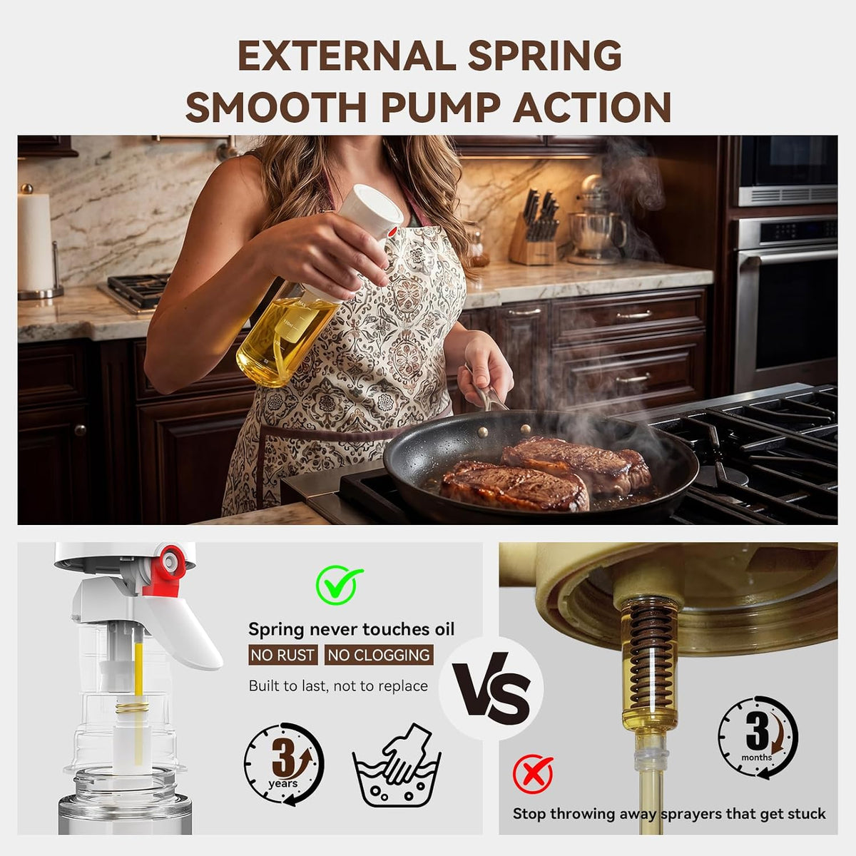Olive Oil Sprayer for Cooking,Glass Oil Sprayer Mister Spray Bottle, 1g Per Press Oil Spritzer, Olive Oil Spray Bottle Dispenser for Air Fryer, Salad, Grilling, Kitchen Gadgets Essentials Tools