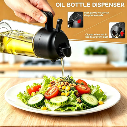 AT-VALY 16oz 2‑in‑1 Oil Sprayer for Cooking Oil Dispenser Bottle, Black