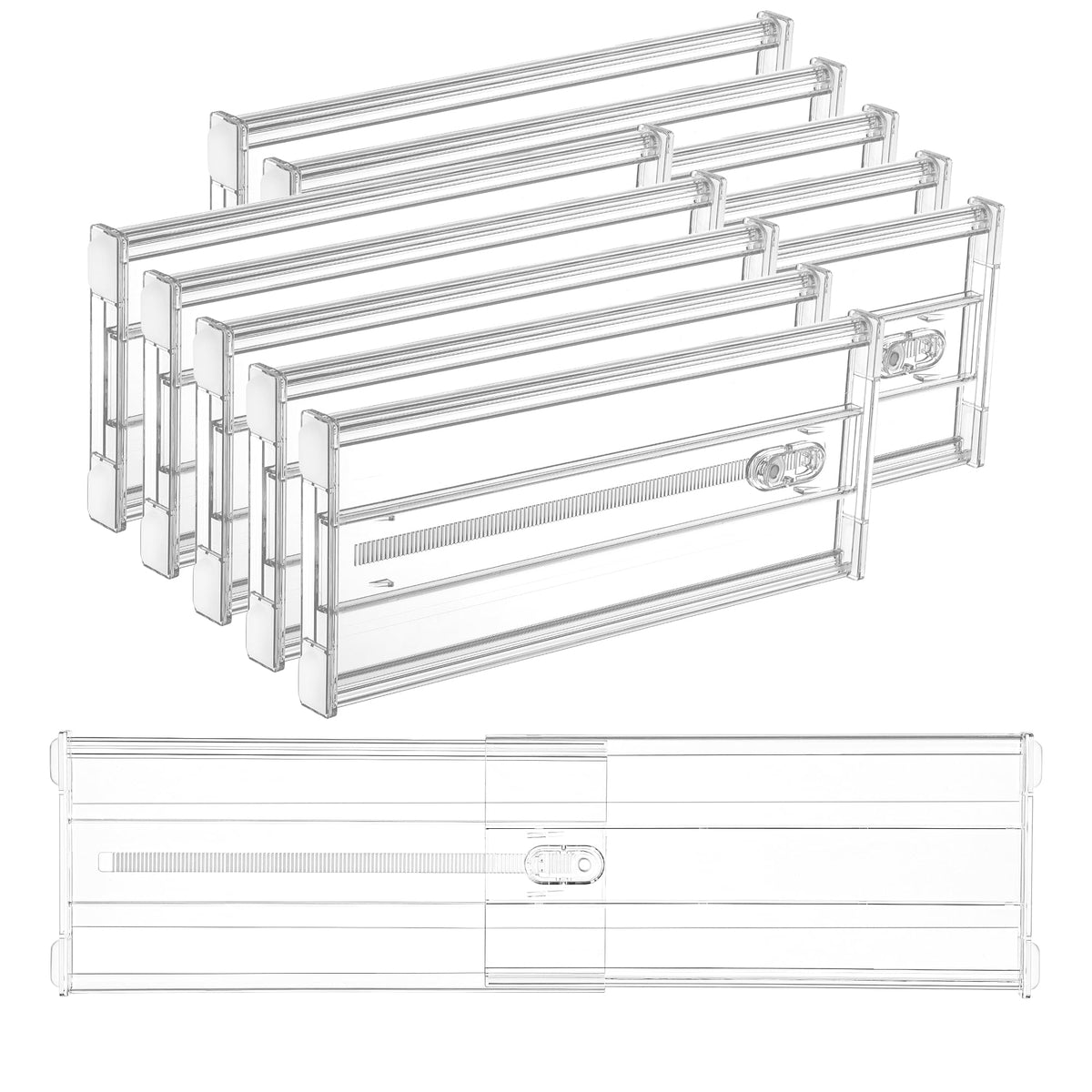 Vtopmart 6" Tall Upgrade Drawer Dividers, 12.8"-22.3" Expandable, 8 Pack