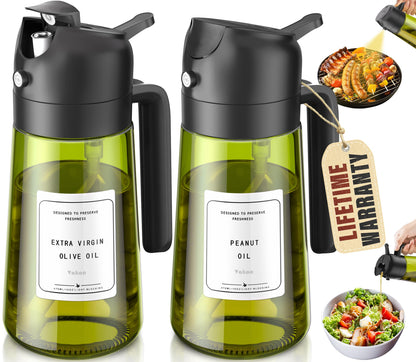 Vakoo Oil Sprayer for Cooking, 16oz/470ml, Black&Green