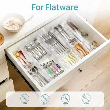 Vtopmart 2.36" Drawer Dividers with Expandable Inserts, 12.8"-22.3", 8 Pack